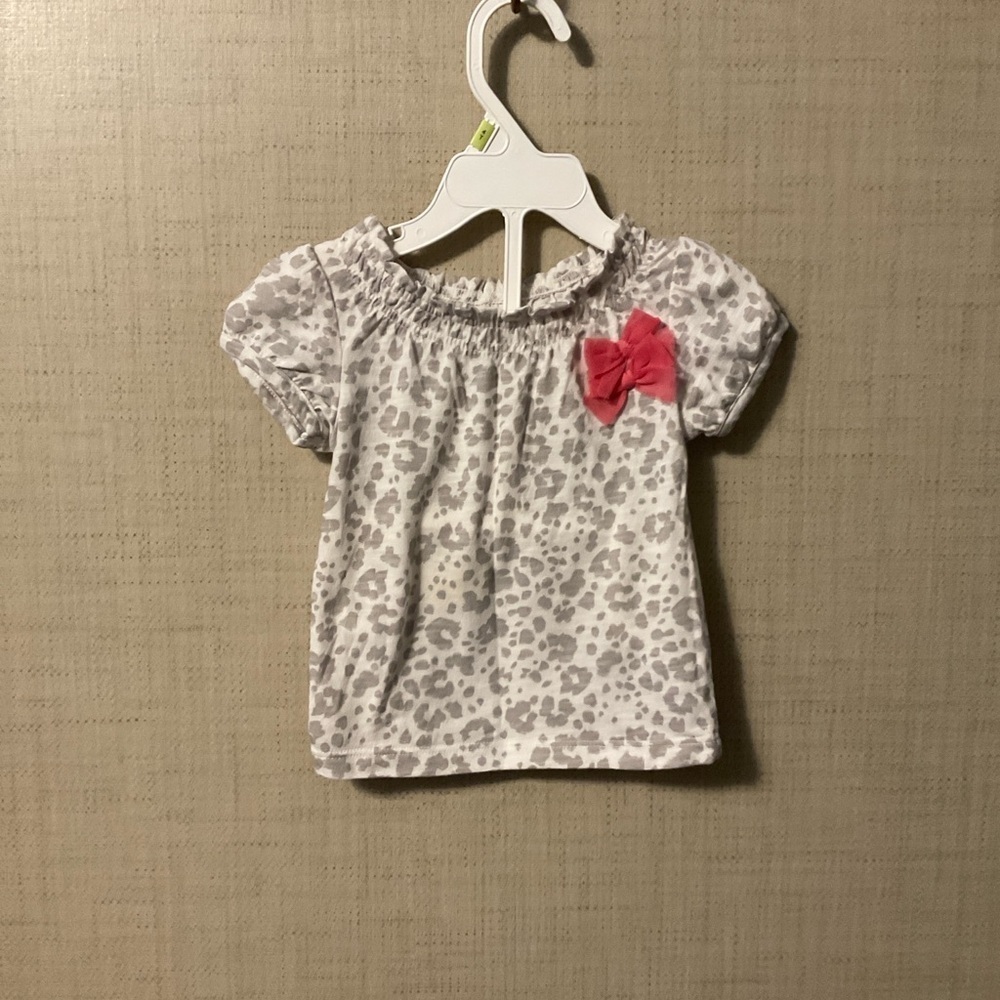 Cherokee White and Pink Leopard Print Girls' Top